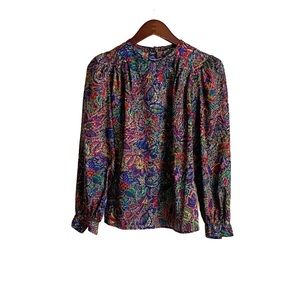 Vintage Mixed Floral Back Button Blouse